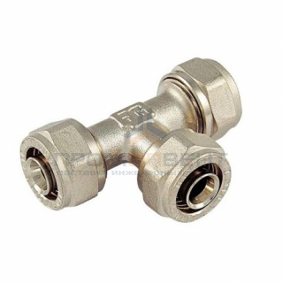 Тройник переходной Tiemme 1607 - 20x2.0 x 16x2.0 x 20x2.0 (винтовой, для металлопластиковых труб)