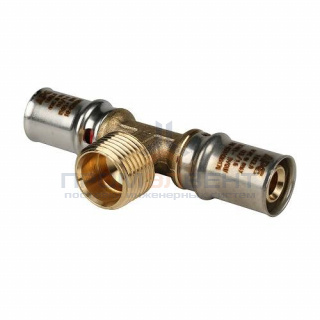 Тройник с переходом на наружную резьбу STOUT - 16 x 1/2" (прессовой, для металлопласт.труб)