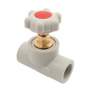 Кран вентильный FV-Plast - 63 (для полипропиленовых труб под пайку, цвет серый, ручка барашек)