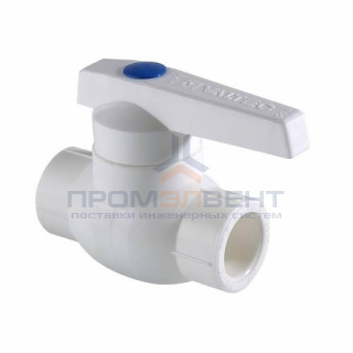 Кран шаровой VALTEC VTp.743 - 50 (c латунной гильзой, для полипропиленовых труб под пайку, белый)