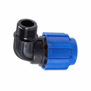 Переход на наружную резьбу угловой Политэк - 25 x 1/2" (винтовой, для труб ПНД)