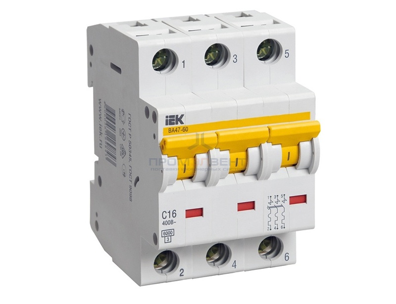 Автоматический выключатель ВА 47-60 3Р 25А 6 кА характеристика С ИЭК (автомат)