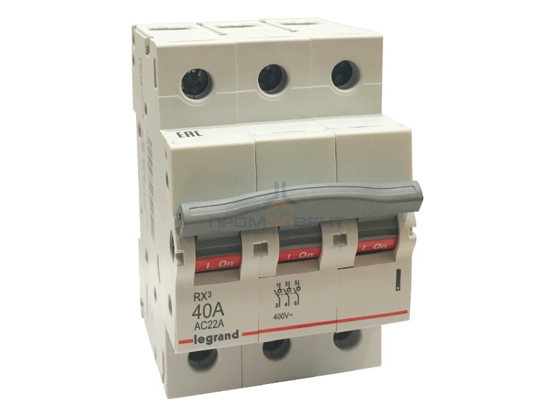 Рубильник модульный Legrand RX3 3П 40А выключатель-разъединитель