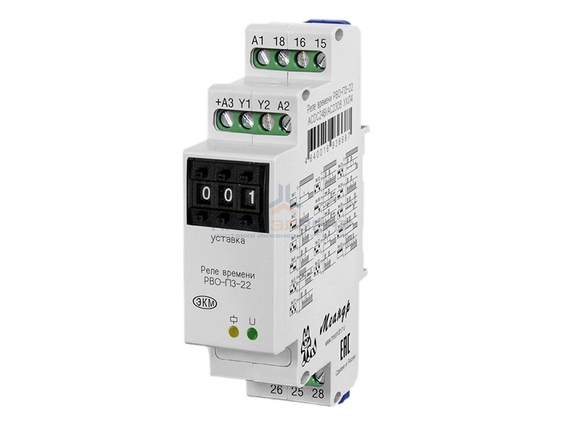 Реле времени РВО-П3-22 многофункциональное от 0,01с до 166,5ч 8А 2ПК АСDC24/AC230 на DIN-рейку