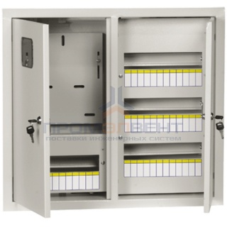 Щит металлический  ЩУРв-3/48зо-1 36 УХЛ3 IP30 на 3-фазный счетчик и 48 модулей встраиваемый ИЭК