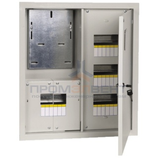 Щит металлический ЩУРн-3/24зо-1 36 УХЛ3 IP31 на 3-х фазный счетчик и 24 модуля навесной ИЭК
