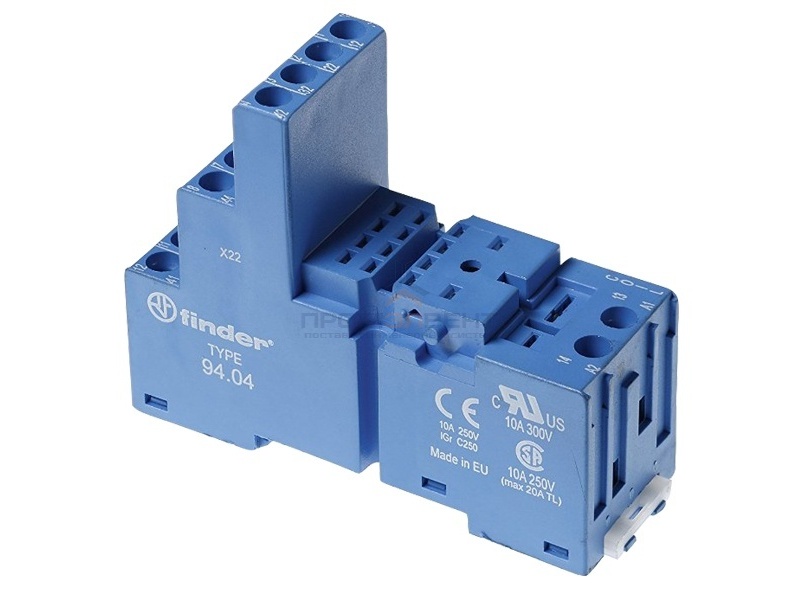 Розетка Finder 94.04 с винтовыми клеммами для реле 55.32 и 55.34 (с зажимной клетью)